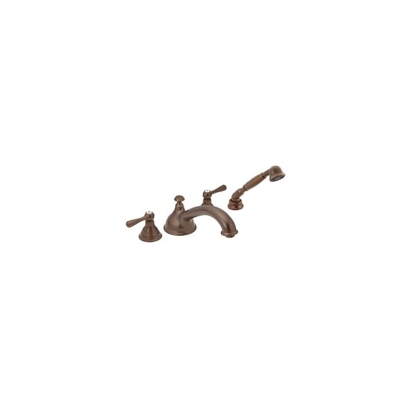 Oil Rubbed Bronze Two-Handle Roman Tub Faucet Includes Hand Shower